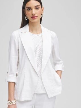 Chicos Linen Blend Soft Draped Jacket